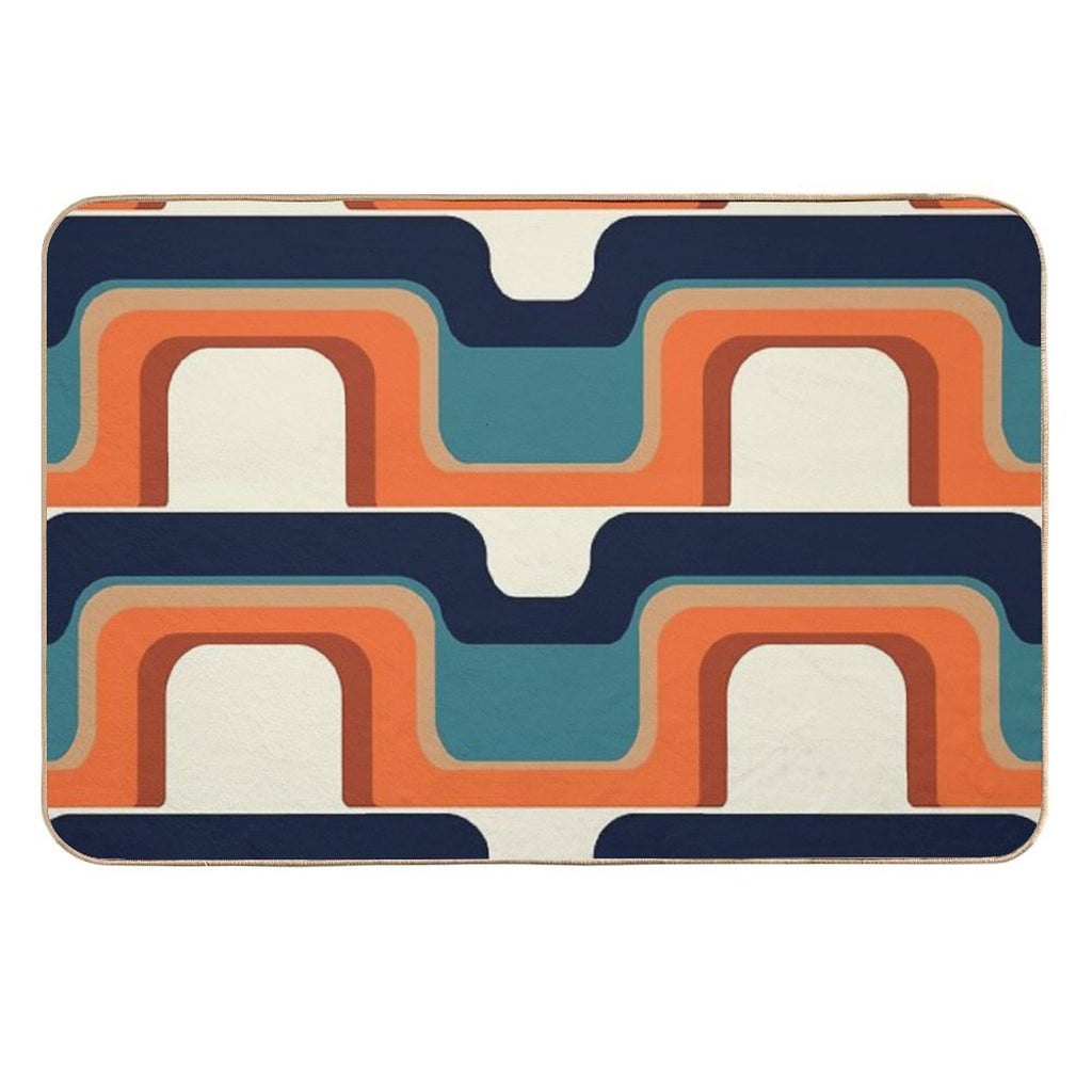 Mid-Century Modern Meets 1970s Orange & Blue  Odorless Bath Mat
