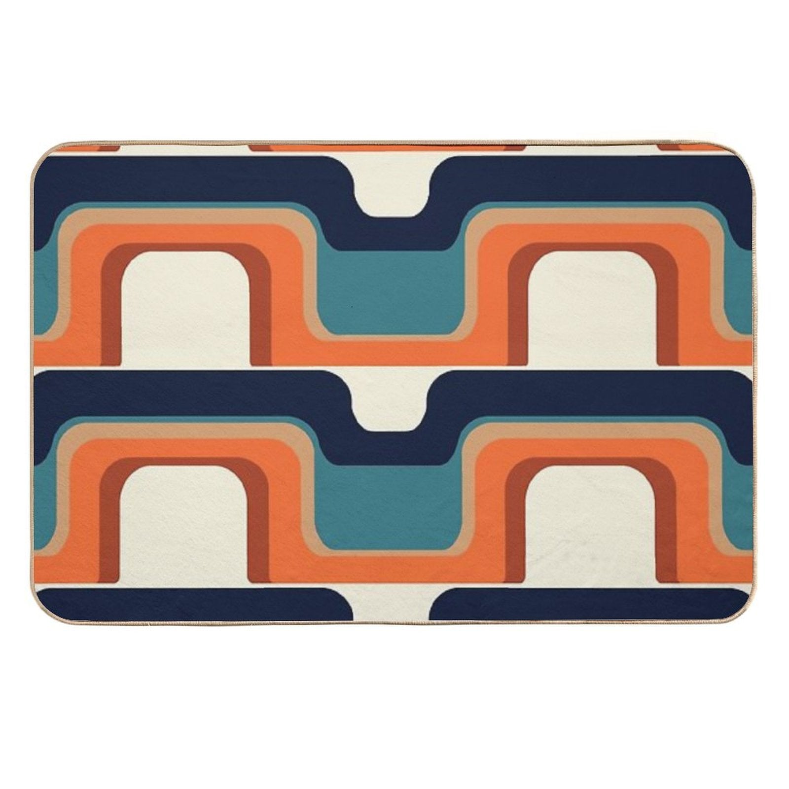 Mid-Century Modern Meets 1970s Orange & Blue  Odorless Bath Mat