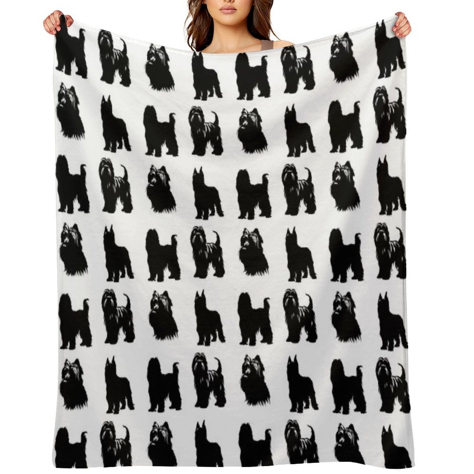 Briard Black Silhouettes Multi-functional Throw Blanket