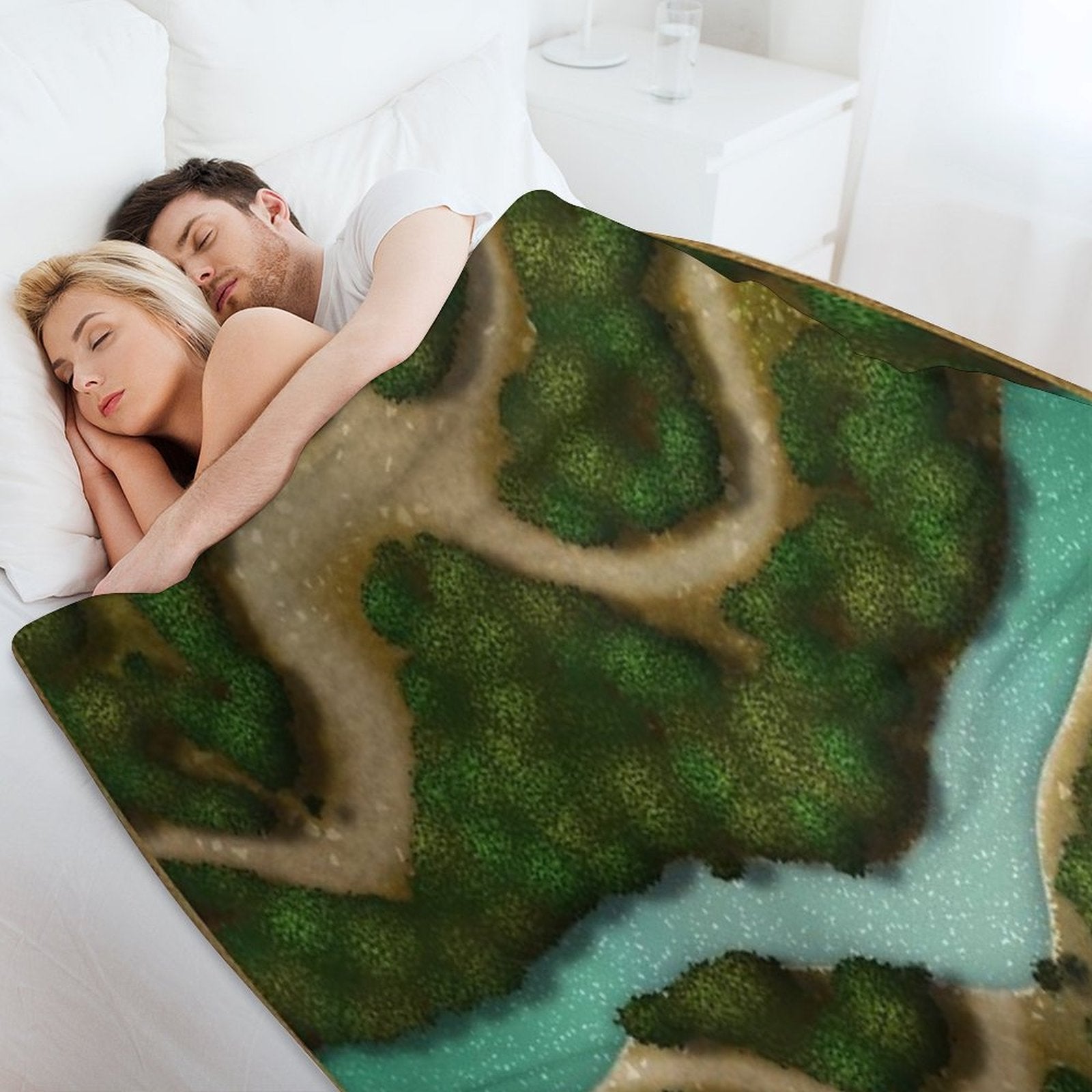 Forest Trails And Stream 002 Battle Map for Table Top RPG Miniatures Gift-ready Throw Blanket