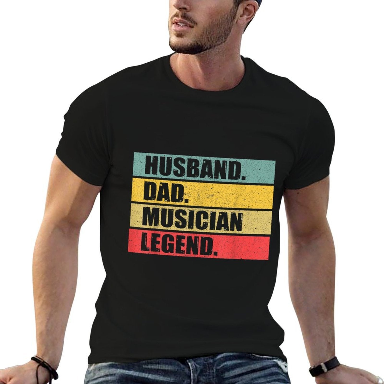 Husband Dad Musician Quote Music Vintage Fathers Day  Graphic-printed T-Shirt