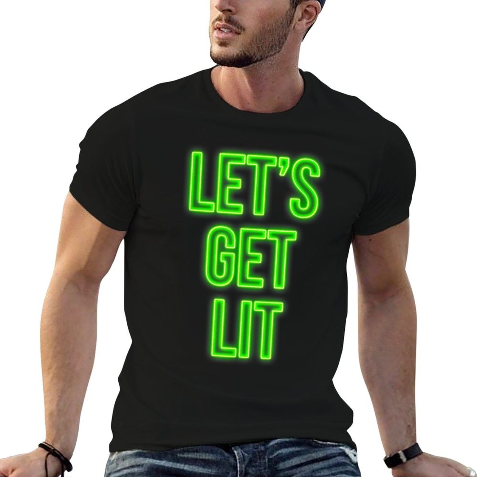 Get Lit Christmas Neon Vintage Retro Outfit  Tagless Design T-Shirt