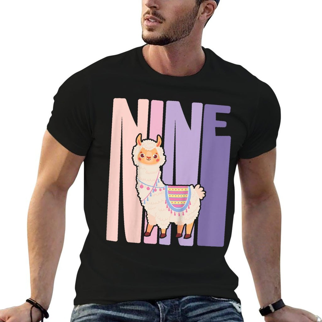 Kids 9 Year Old Cute Llama Alpaca Birthday Girl 9th B-day  Affordable Price T-Shirt
