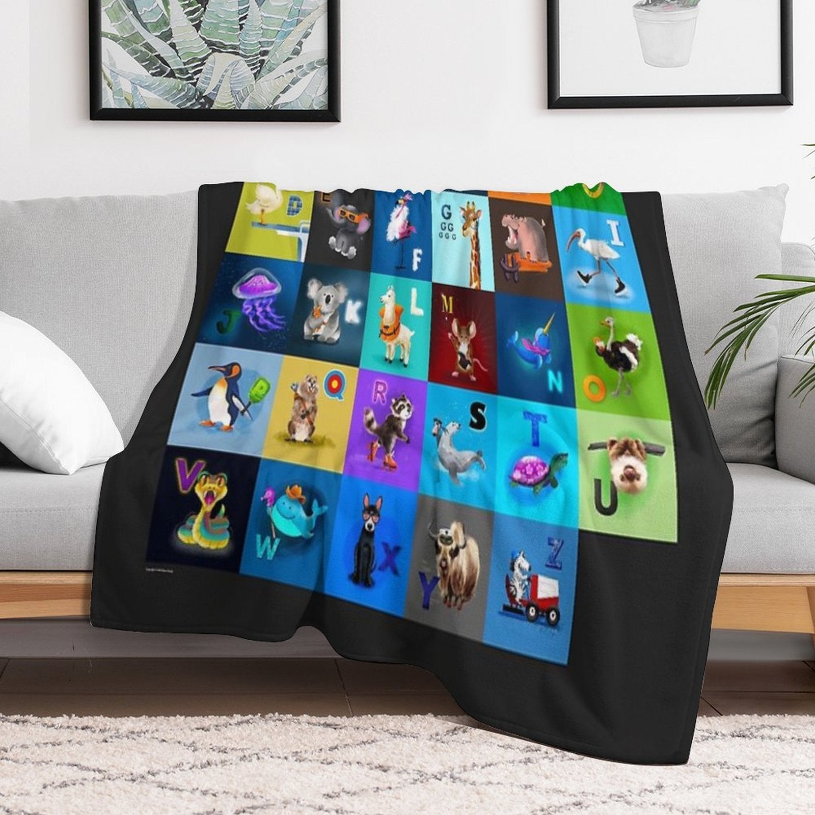 Animal Alphabet Eco-conscious Throw Blanket
