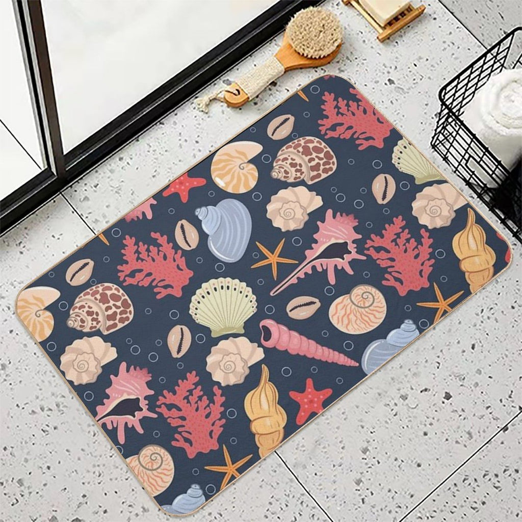 Pattern with Sea Shells  Eco-Friendly Bath Mat