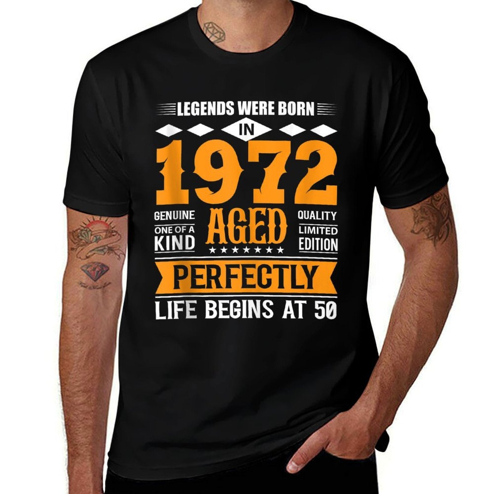 50th Birthday Legends Born In 1972 Birthday Design  High-quality Stitching T-Shirt