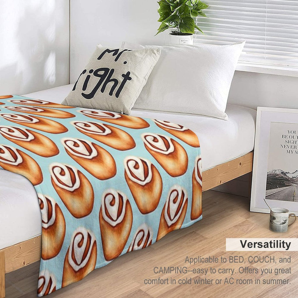 Cinnamon Roll Pattern - Blue Anti-pilling Throw Blanket