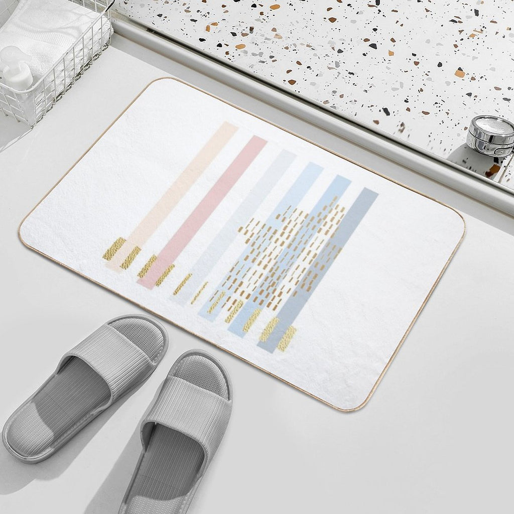 Pastel Stripe with Faded Gold  Repositionable Bath Mat