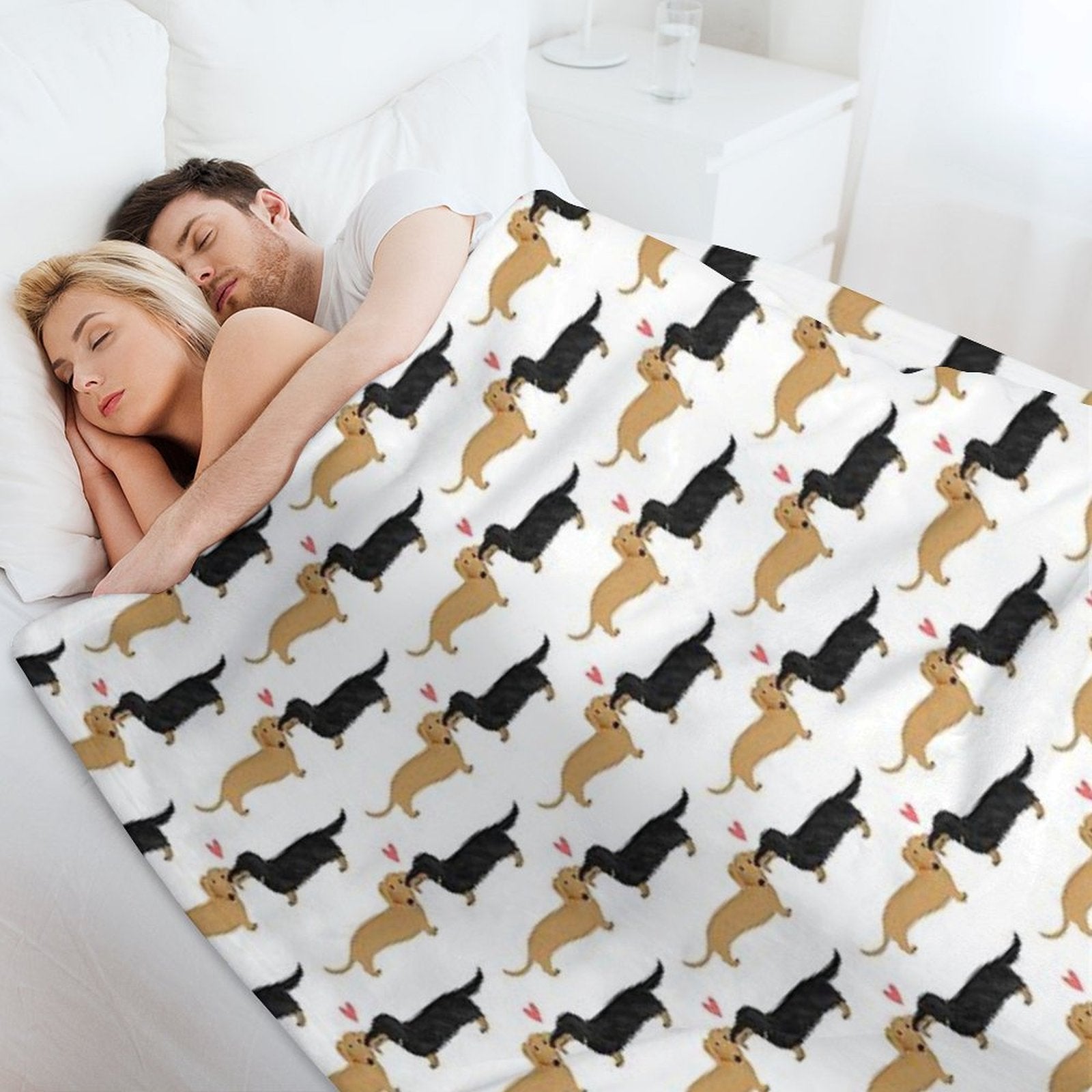 Dachshunds Love Dogs with Heart Cute Wiener Dogs All-season Throw Blanket