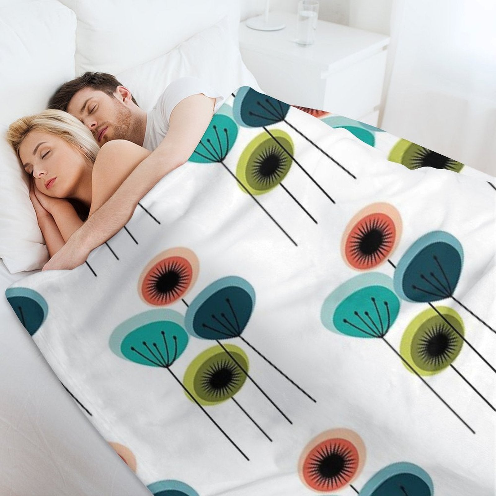 Flowers - Mid Century Premium Throw Blanket
