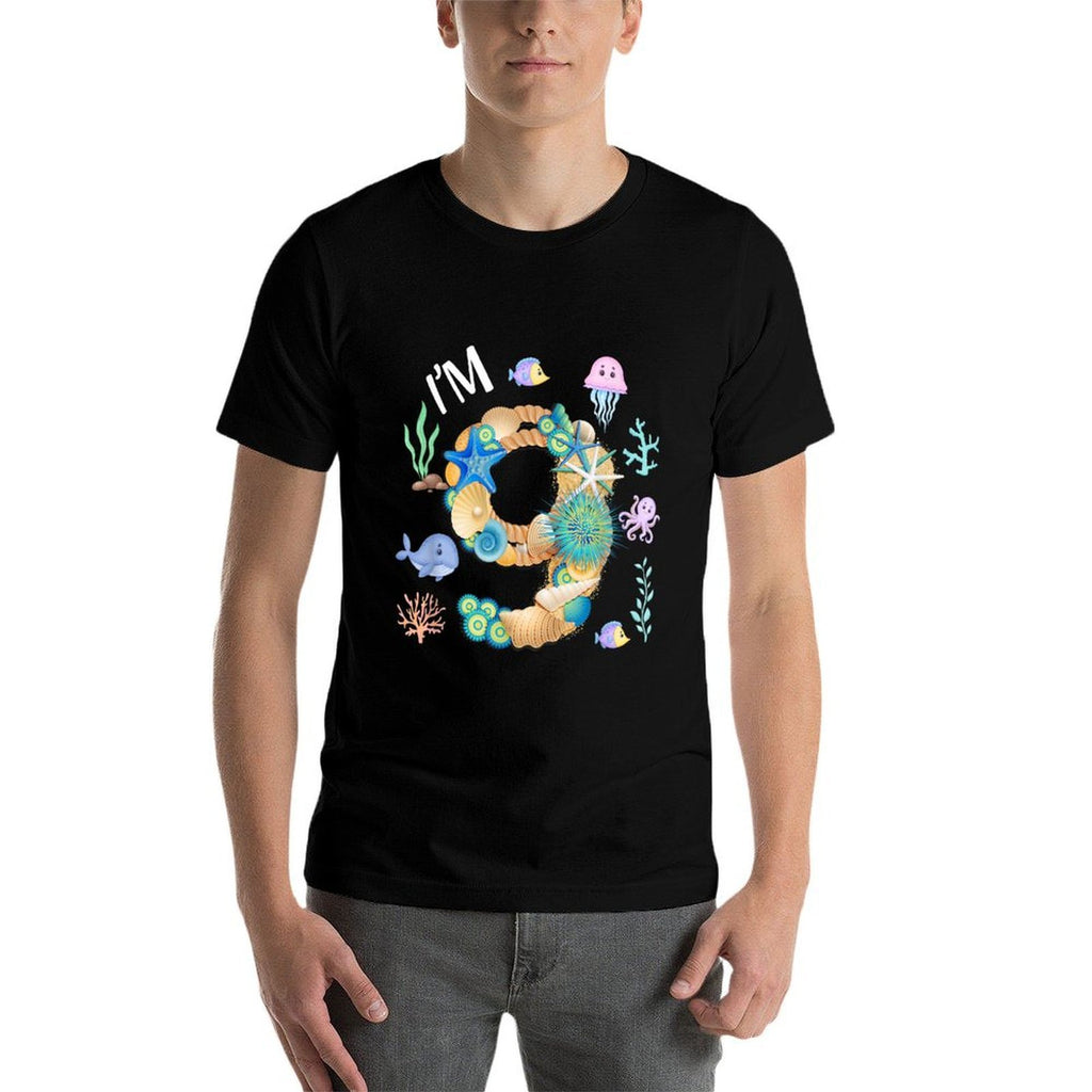 Under The Sea 9th Birthday Boy Whale Fish 9 Year Old Bday  Durable T-Shirt