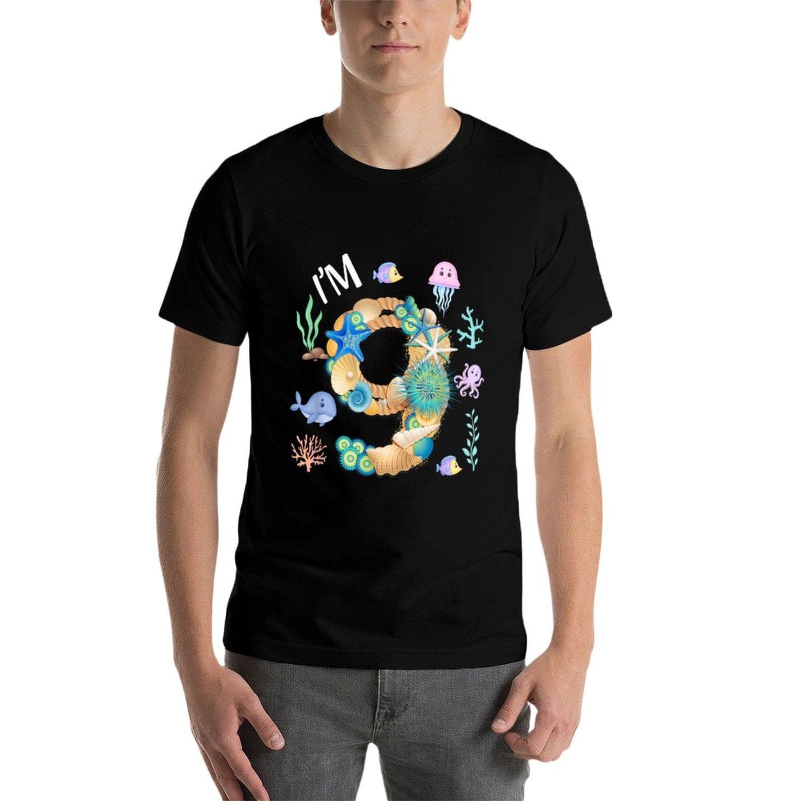 Under The Sea 9th Birthday Boy Whale Fish 9 Year Old Bday  Durable T-Shirt