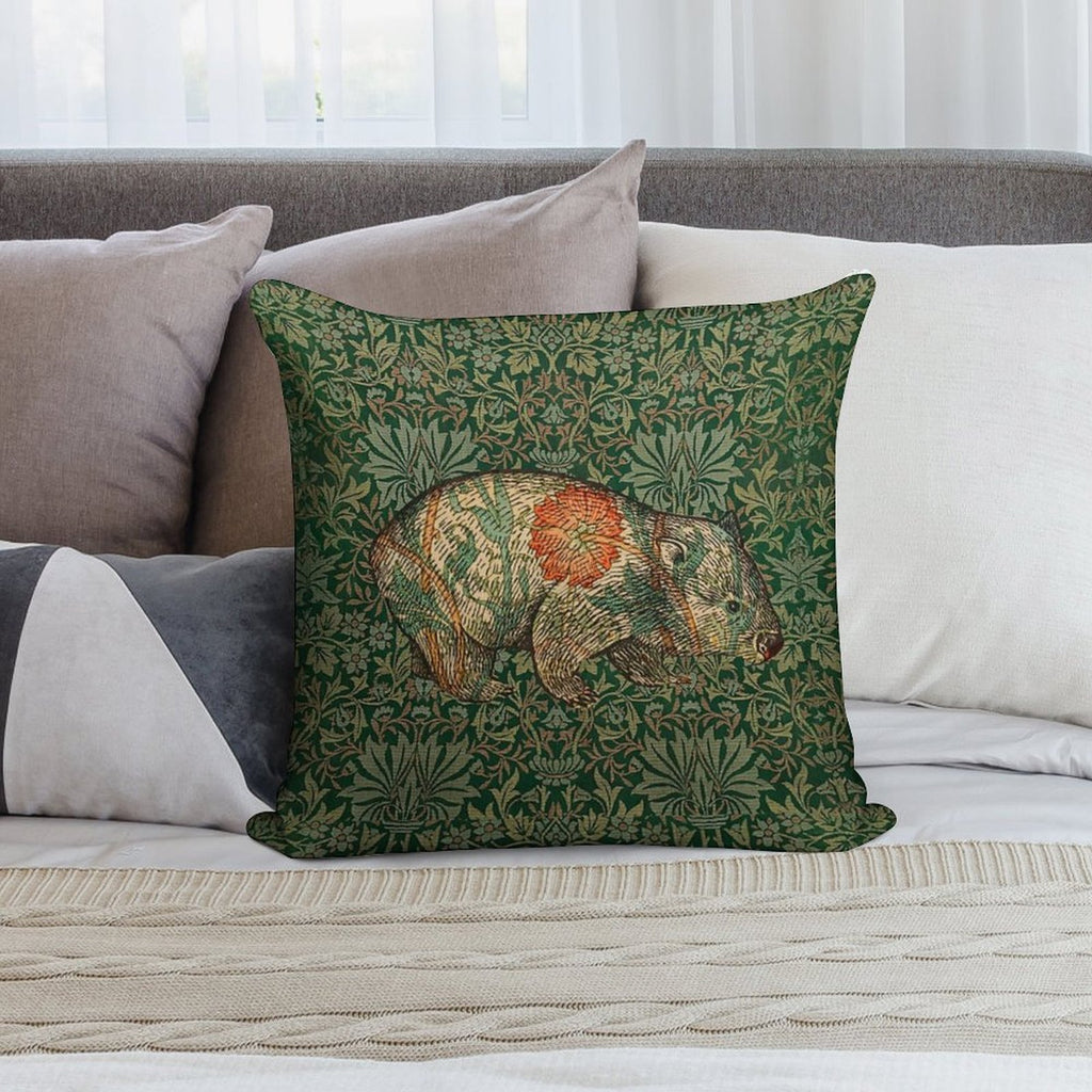 Rossetti's Wombat in Green Flower Garden Soft Multiple Sizes Throw Pillow