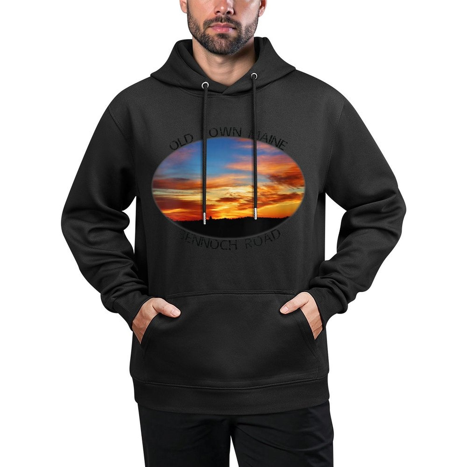 Womens Old Town, Maine Magic Hour Early Morning Twilight Sky Machine Washable Hoodie