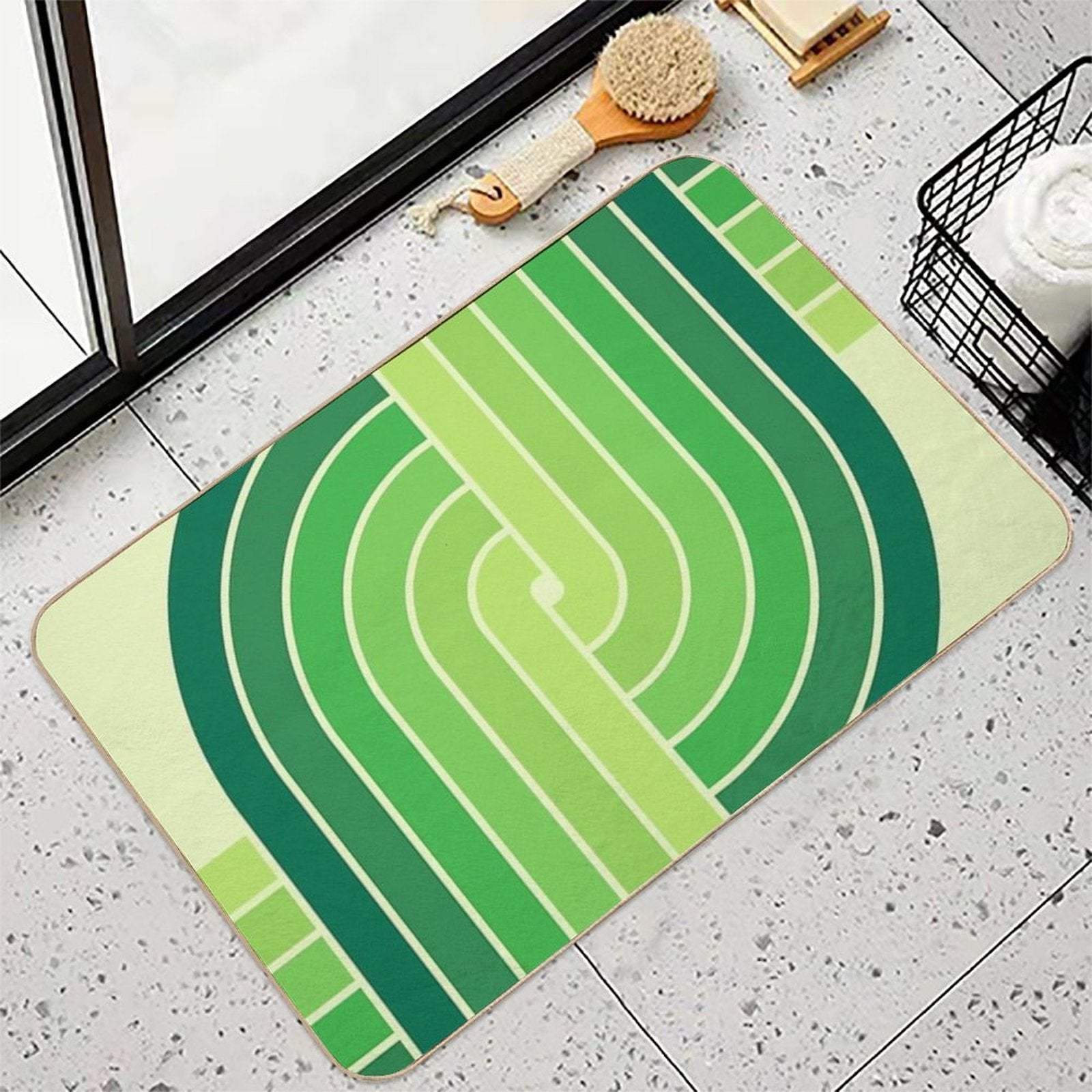 Retro Geometric Criss Cross  Dirt-Trapping Bath Mat