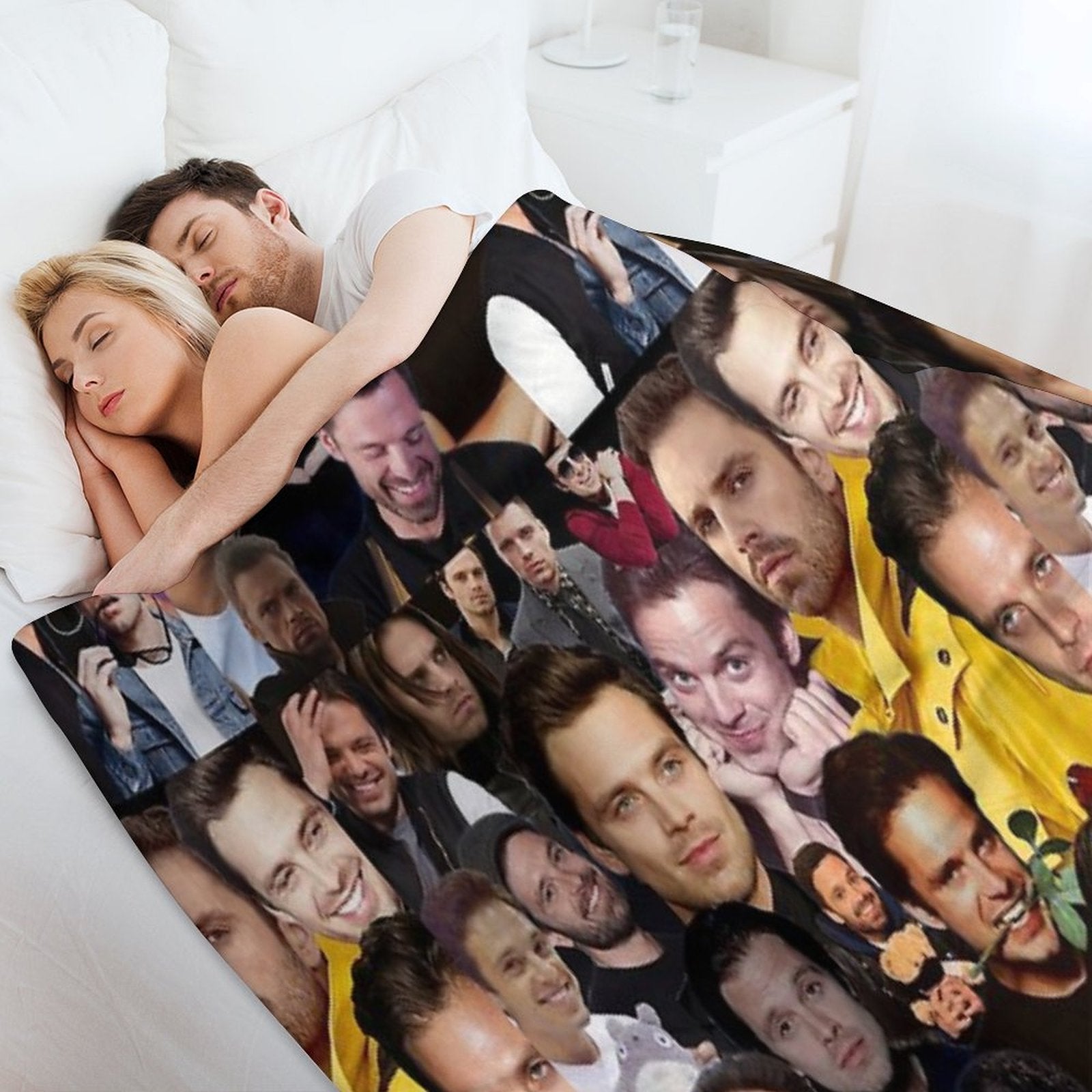 Sebastian Stan Photo Collage Compact Throw Blanket