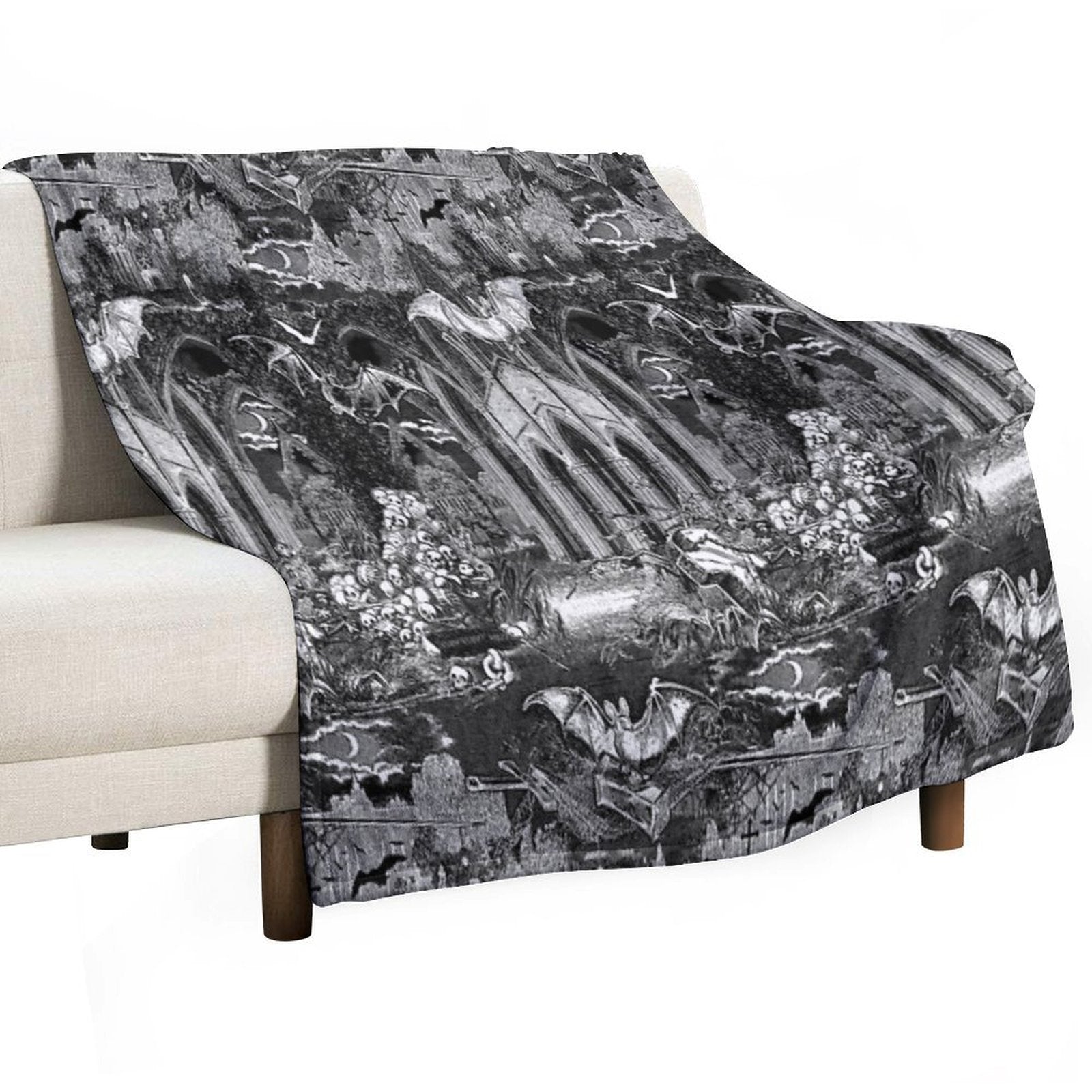 Dark Gothic Vampires Crypt Graves Bats Skulls Pattern by Moose Disco Comfort Throw Blanket