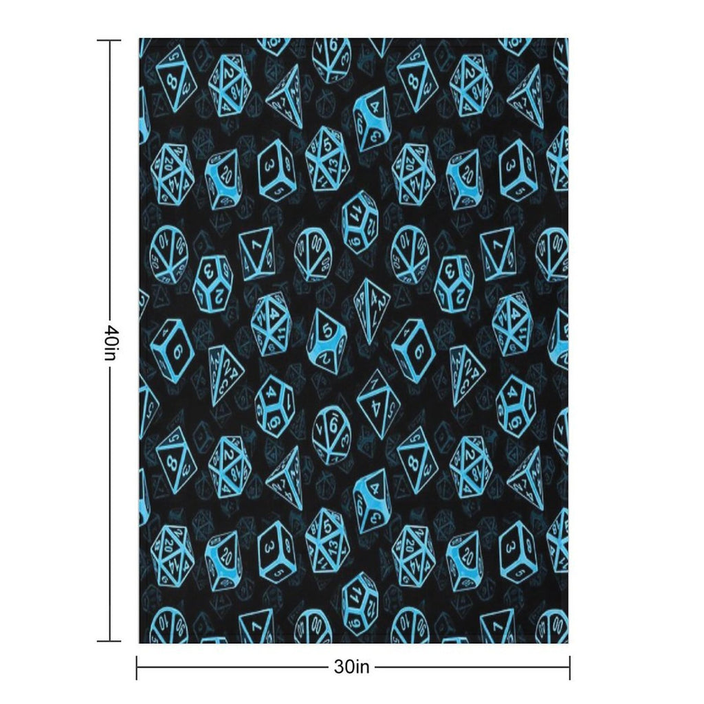 D20 Dice Set Pattern (Blue) Shrink-resistant Throw Blanket