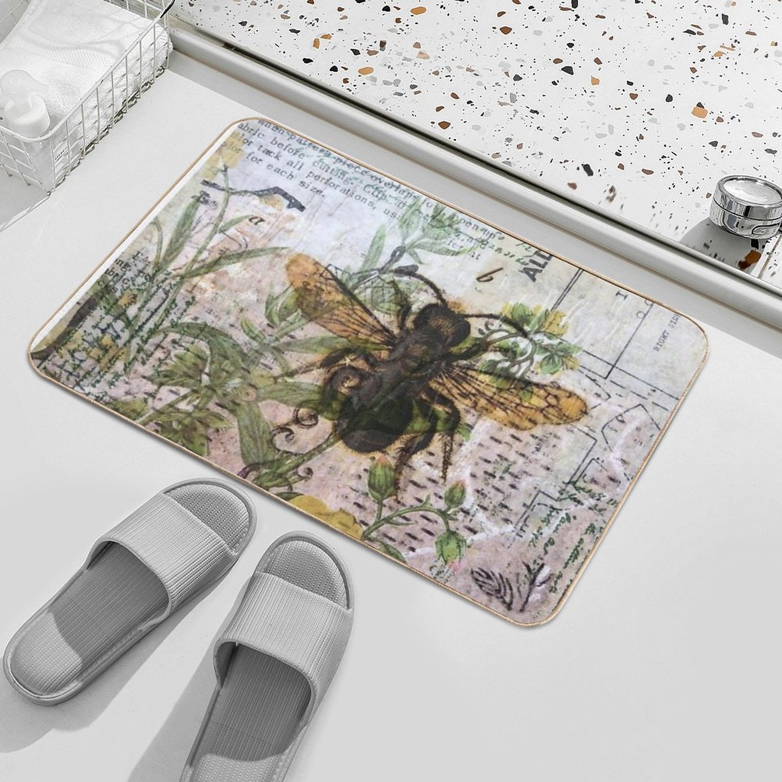 Spring Bee  Stain-Proof Bath Mat