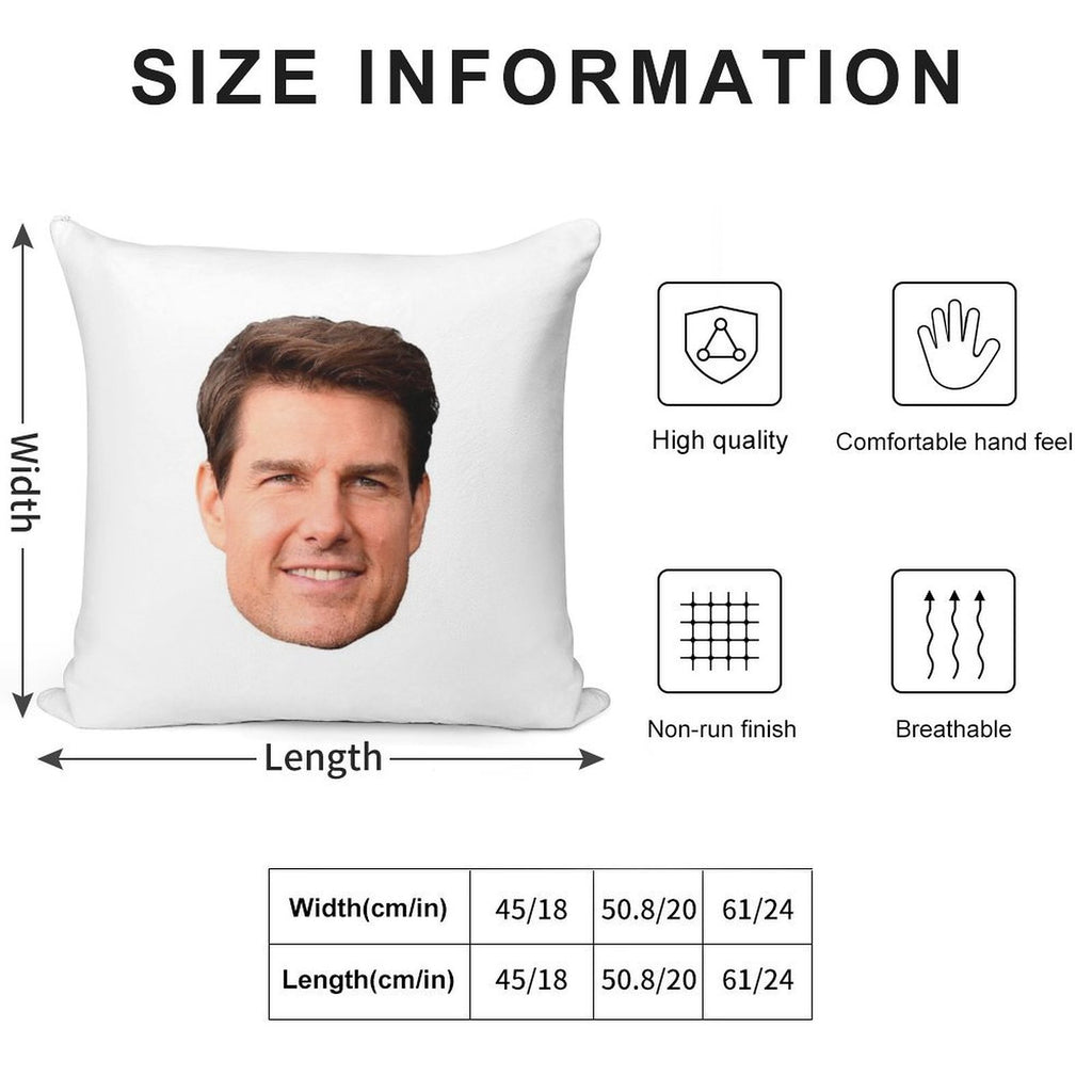Tom Cruise Face Cutout Soft Skin-Friendly Throw Pillow