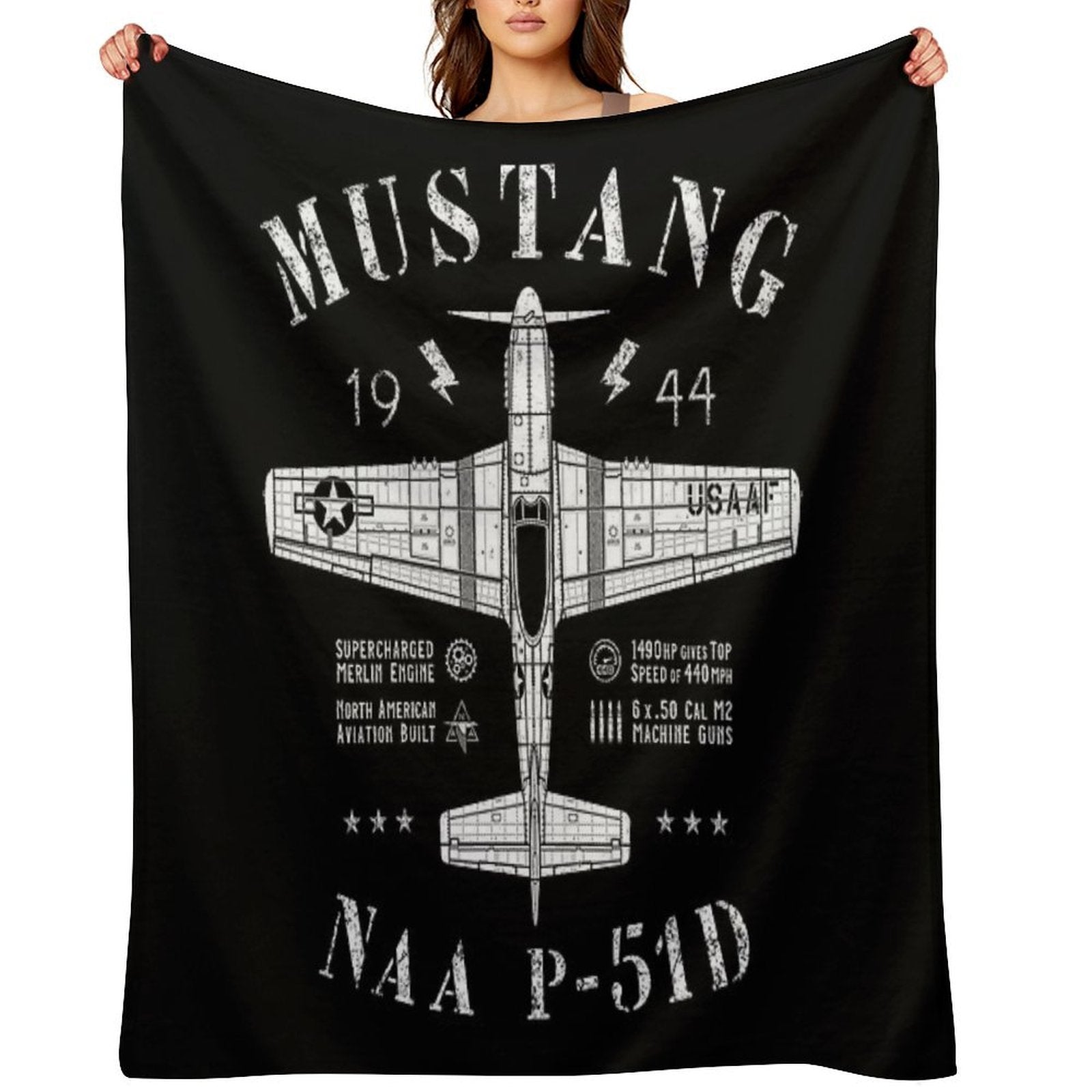 P-51 Mustang Sustainable Throw Blanket