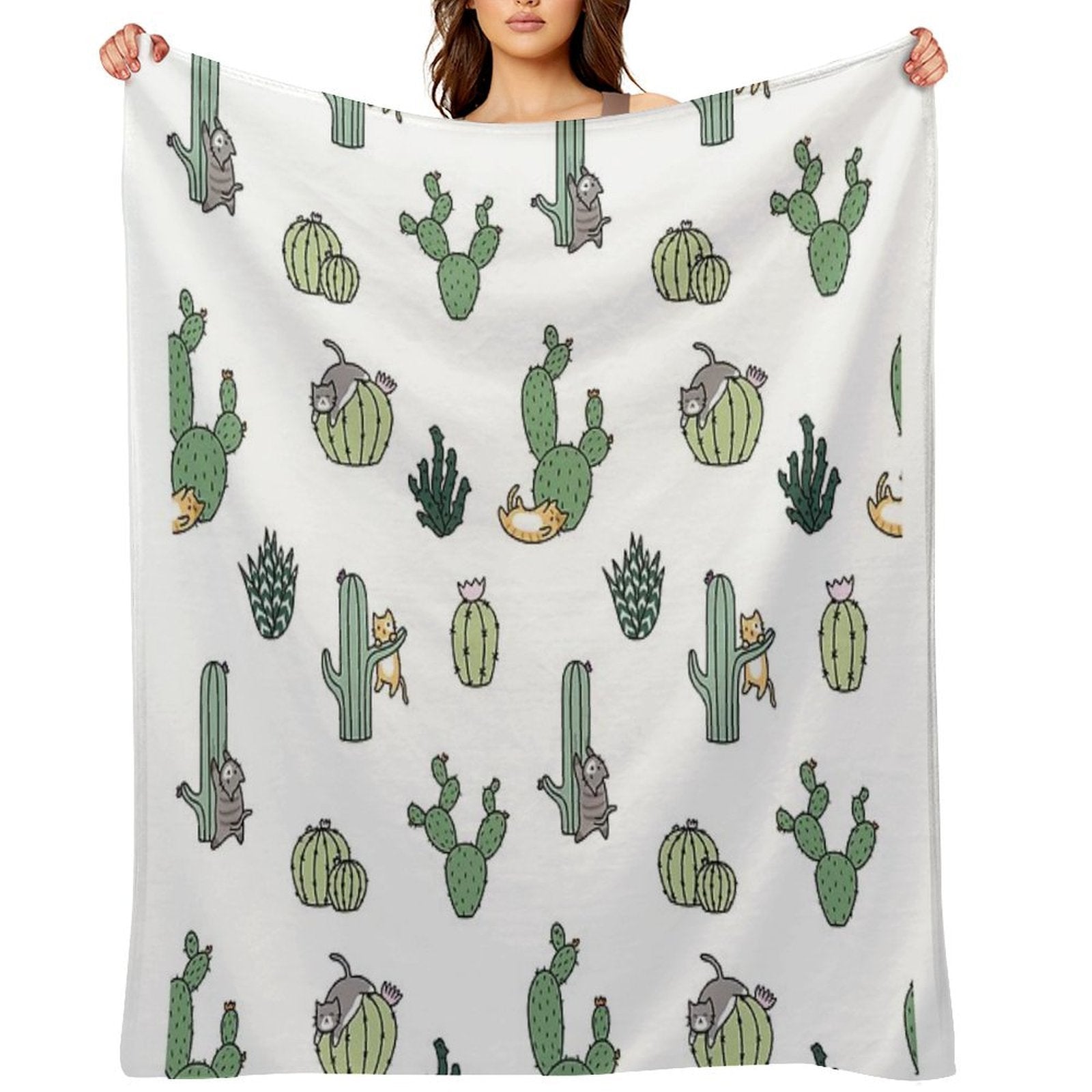 Cacti Cats Multi-functional Throw Blanket