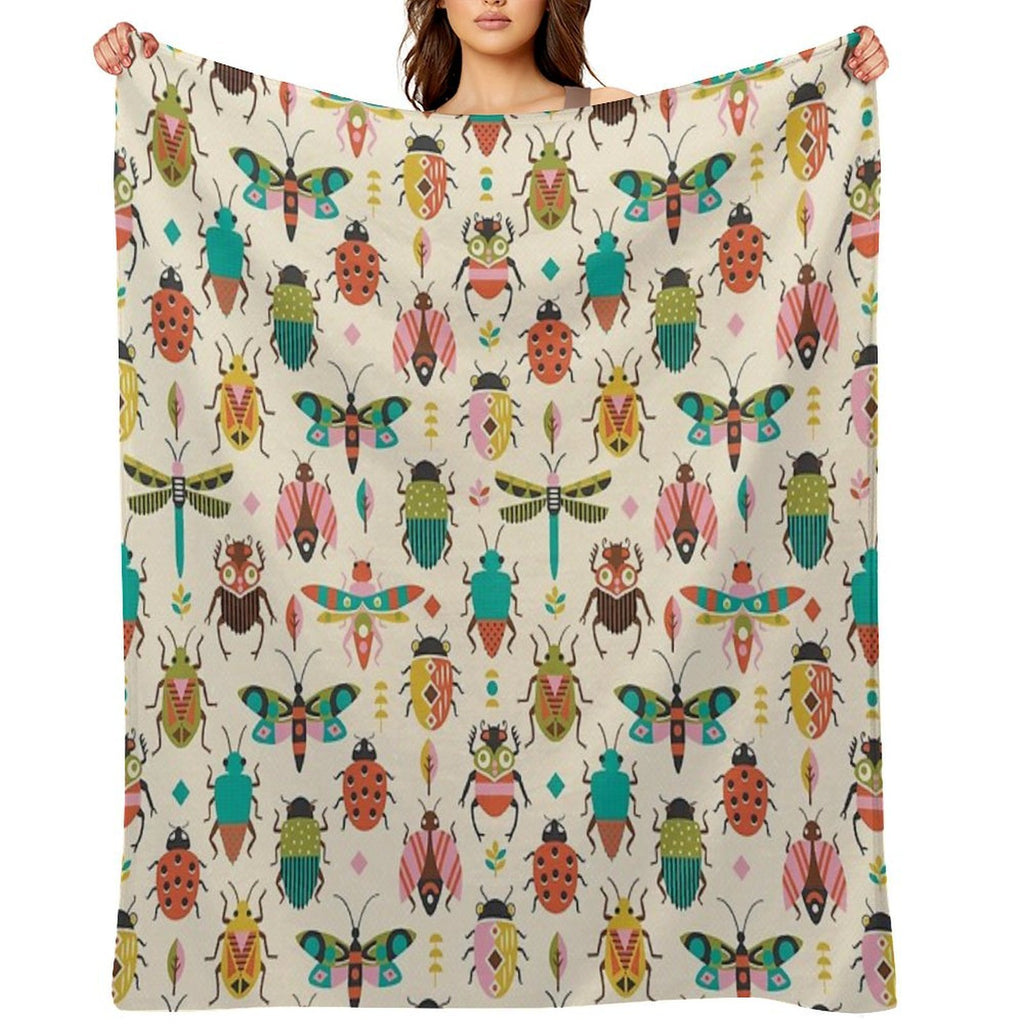 Mid Century Bugs Sustainable Throw Blanket
