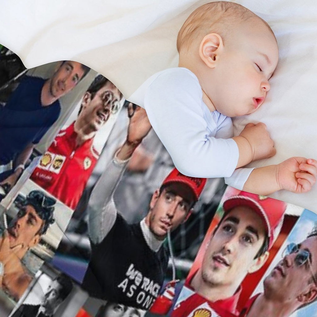 Charles Leclerc Monacan Motorsports Racing Driver Collage Plush Throw Blanket