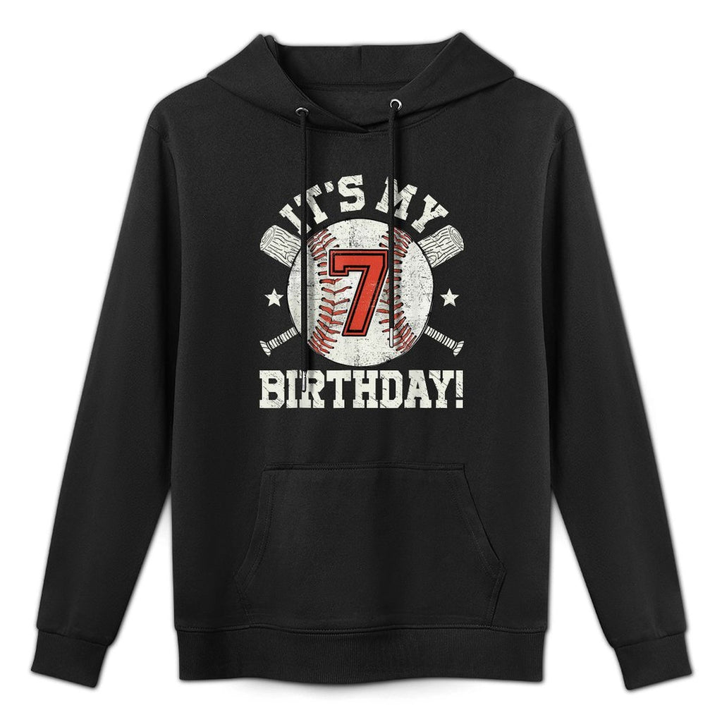 Kids 7th Baseball Birthday Party Boys Sport Fan 7 Years Old Casual Wear Hoodie