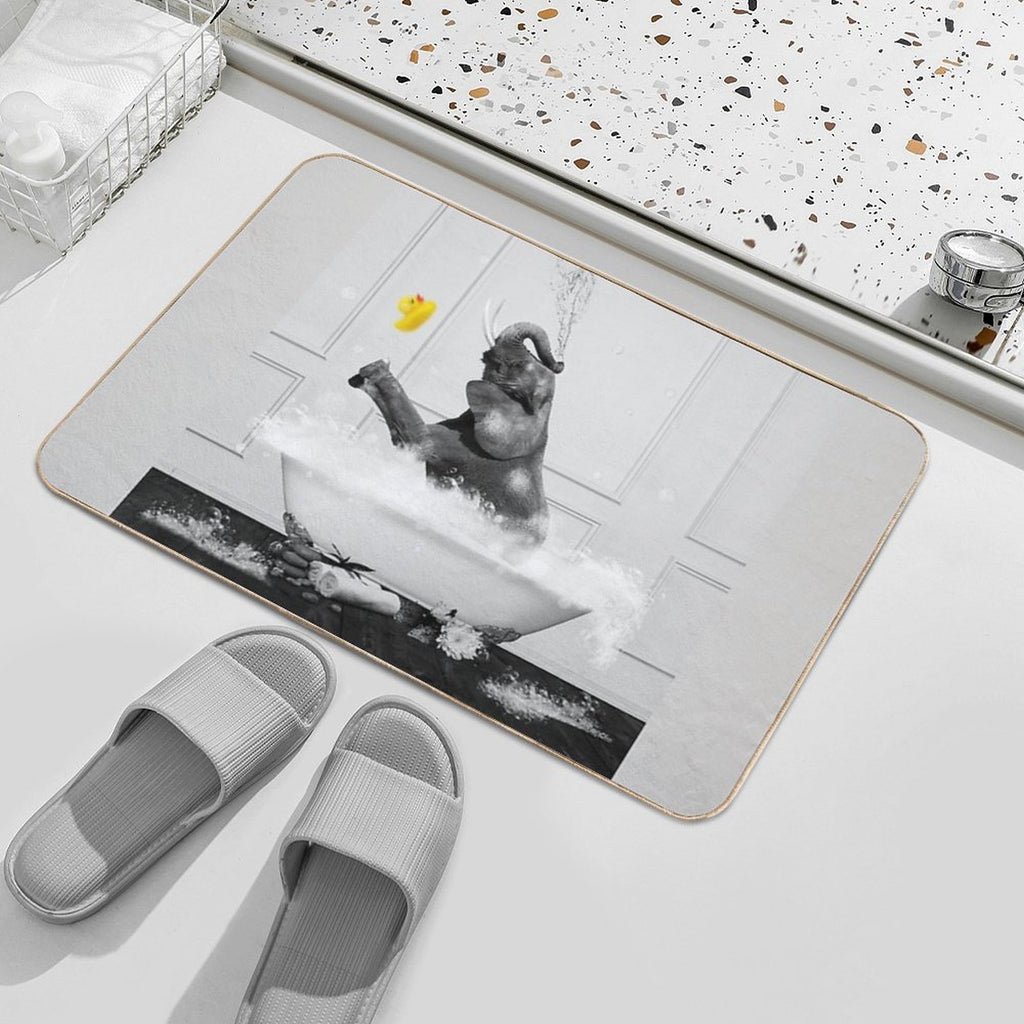 Elephant Taking A Bath  Long-Lasting Bath Mat