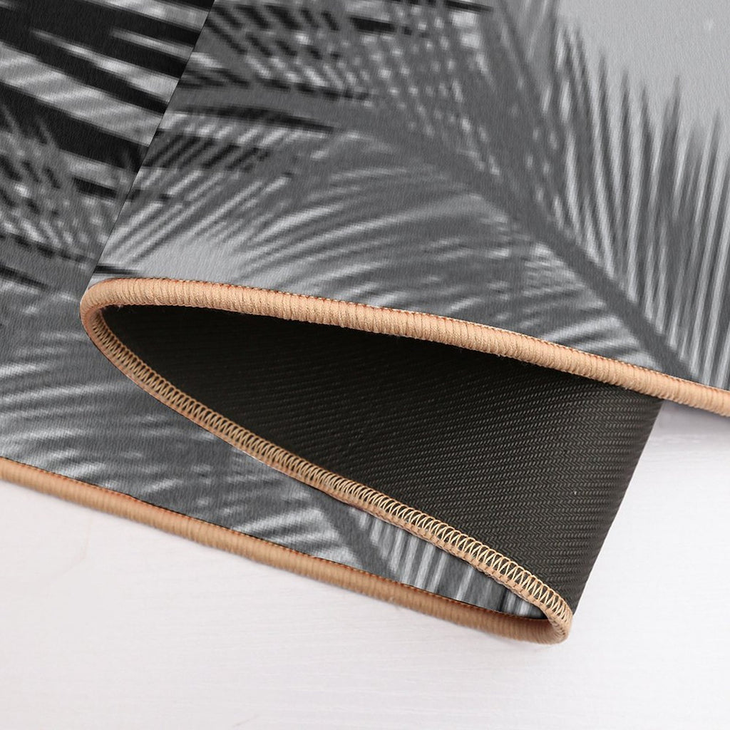 Palm Leaf Print, Gray, Black And White Durable Bath Mat