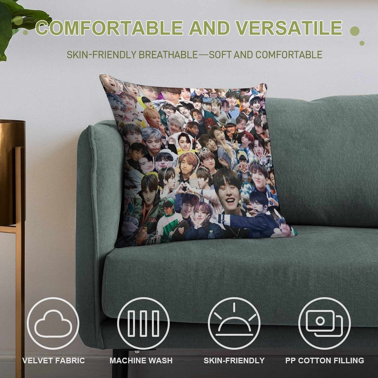 Stray Kids Soft Short Plush Fabric Throw Pillow