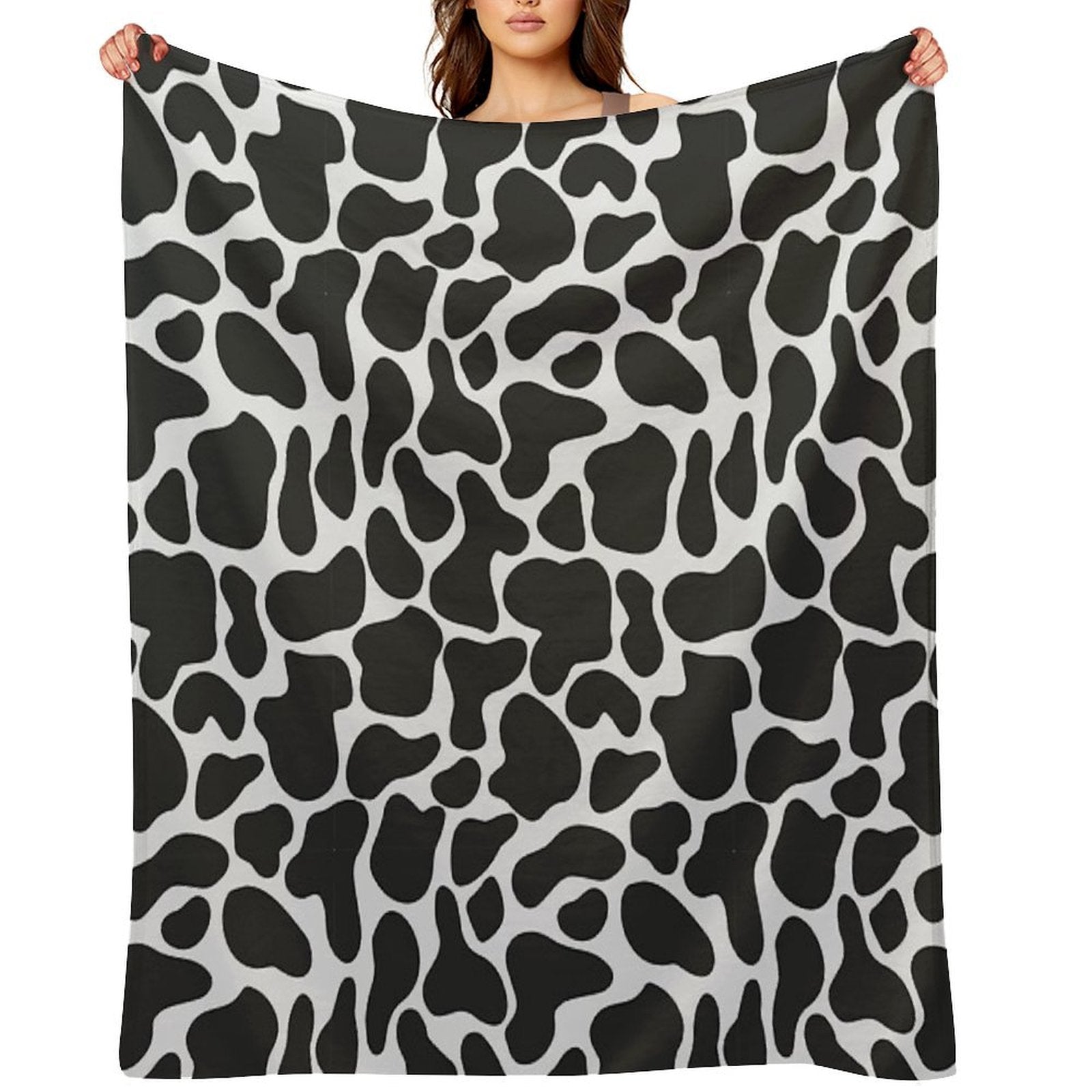 Black & White Animal Print - Cow Print Quick-dry Throw Blanket
