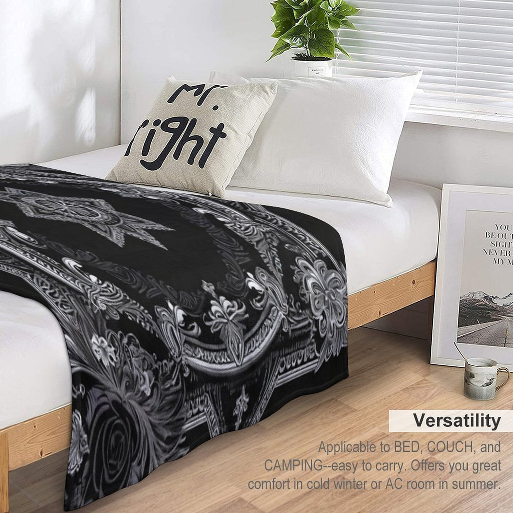 RogerPattern - Monochrome Elegance Black And White Symphony Eco-conscious Throw Blanket