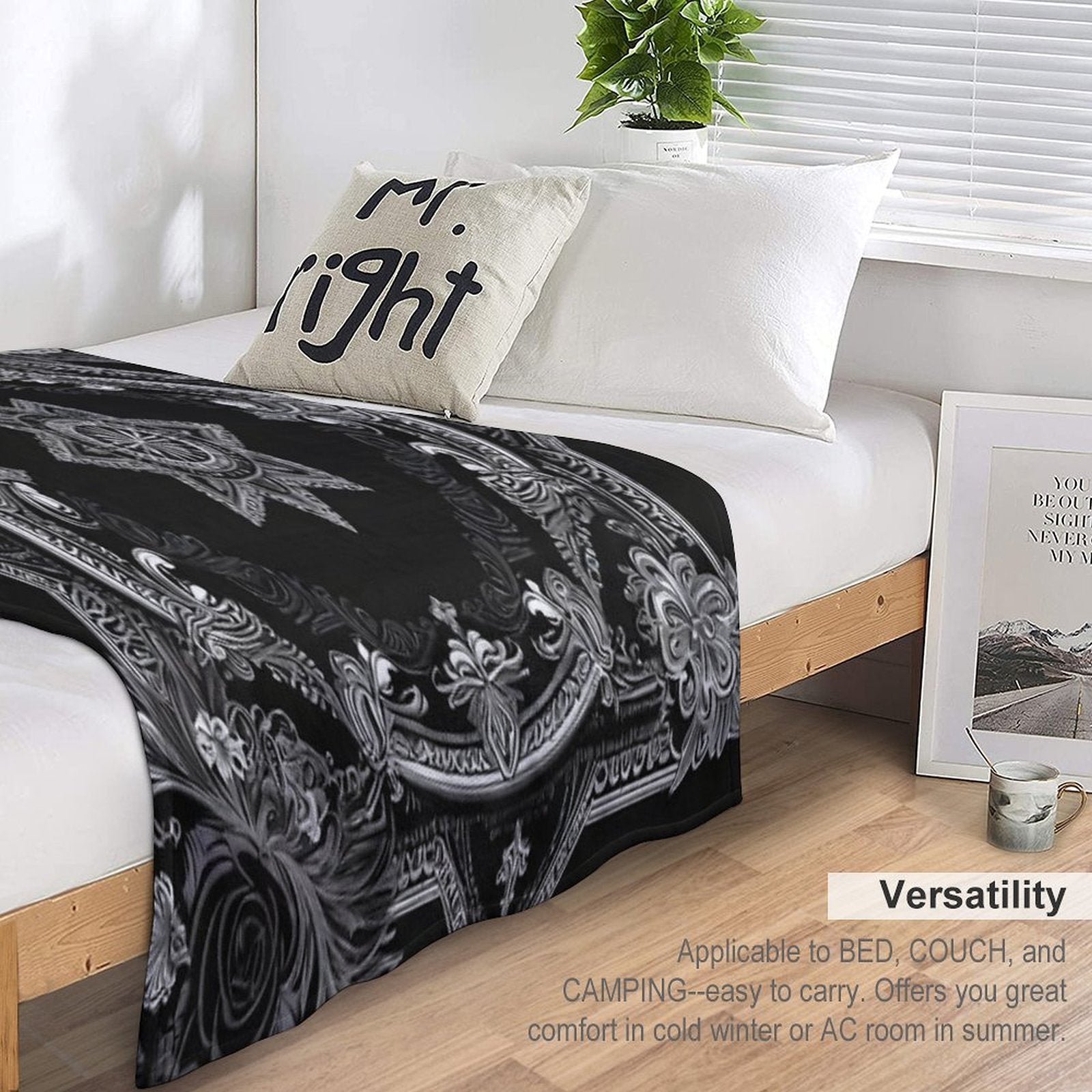 RogerPattern - Monochrome Elegance Black And White Symphony Eco-conscious Throw Blanket