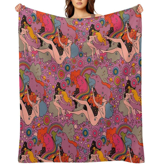 PINK SPACE VIOLET GIRLS Wrinkle-free Throw Blanket