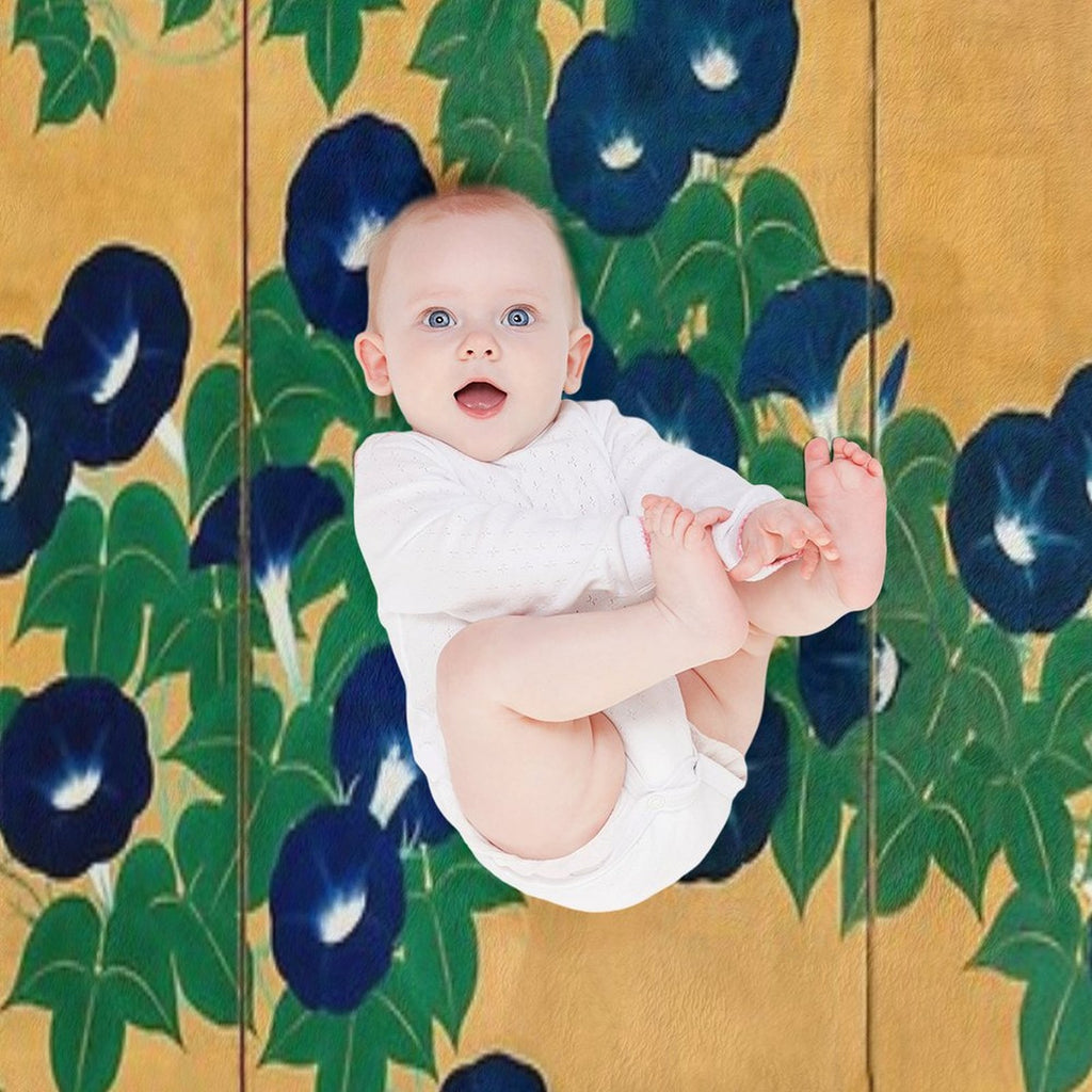 Morning Glories by Suzuki Kiitsu Sustainable Throw Blanket