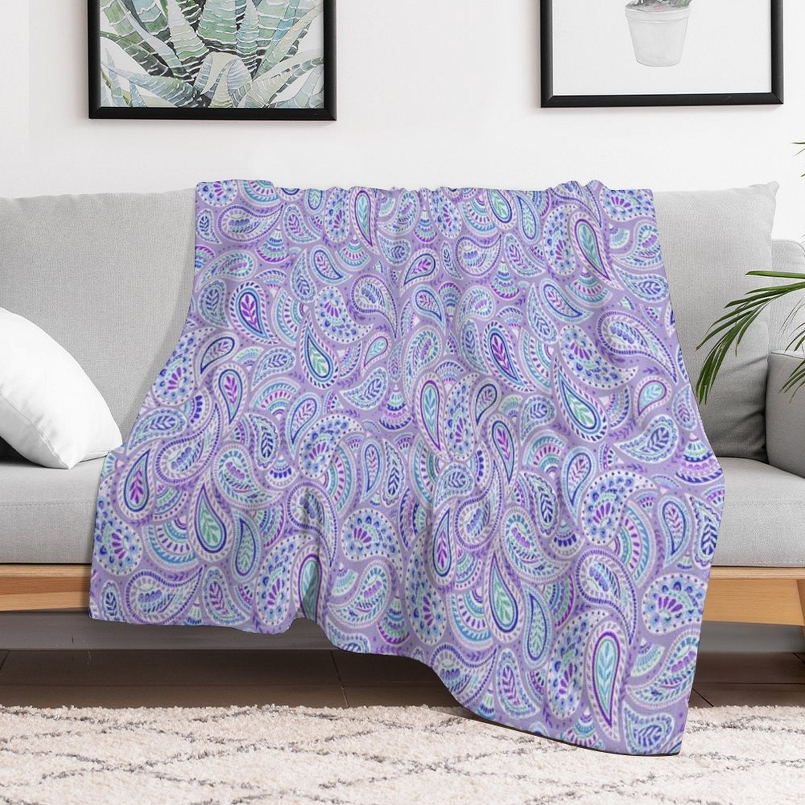 Purple Paisley Eco-conscious Throw Blanket