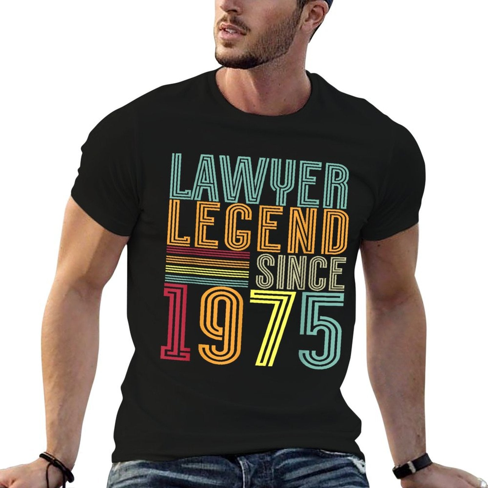 Lawyer Legend 1975 50 Years Court 50th Birthday Lawyer  High-quality Stitching T-Shirt