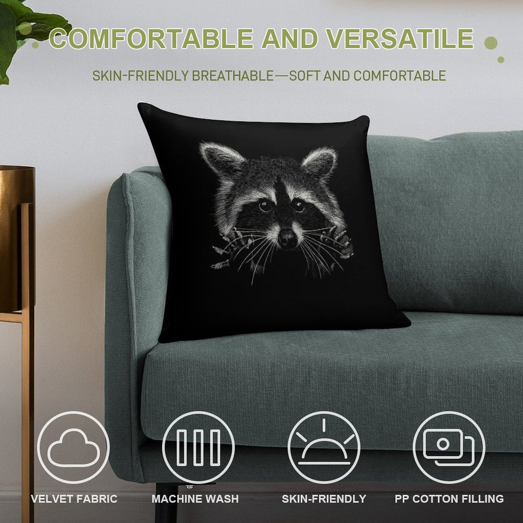 Racoon Soft Decorative Cover Throw Pillow