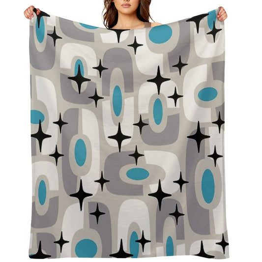 Retro Mid Century Atomic Composition 259 Machine-washable Throw Blanket