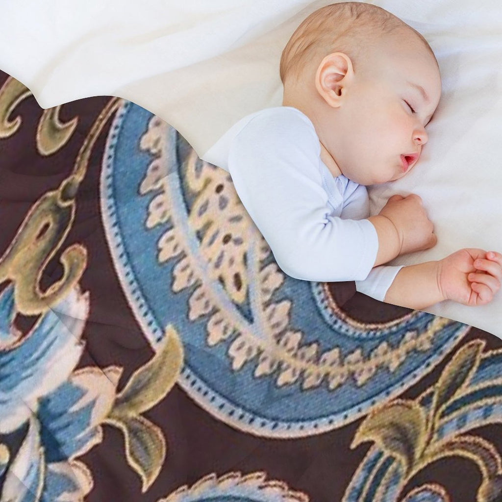Blue Brown Vintage Paisley Shrink-resistant Throw Blanket
