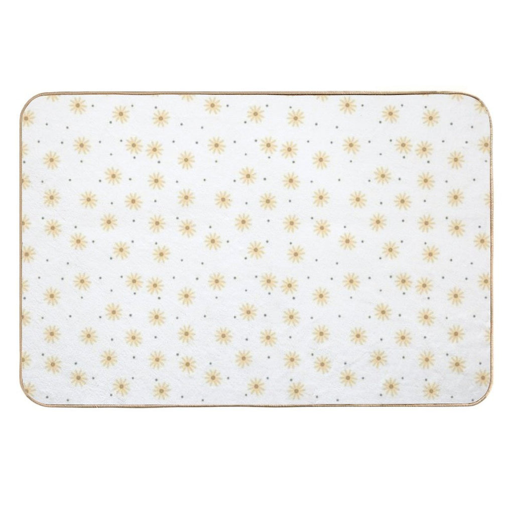 Dainty Yellow Daisies on White  High-Traffic Bath Mat