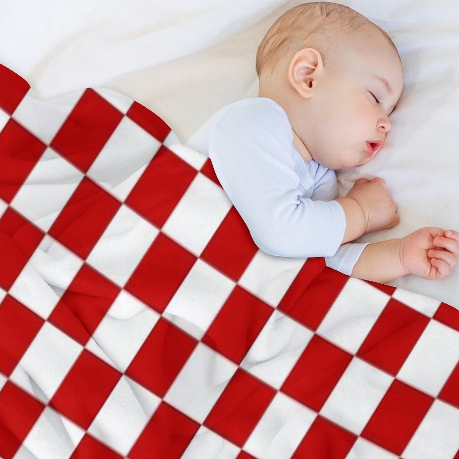 Cherry Red And White Checkerboard Pattern Premium Throw Blanket