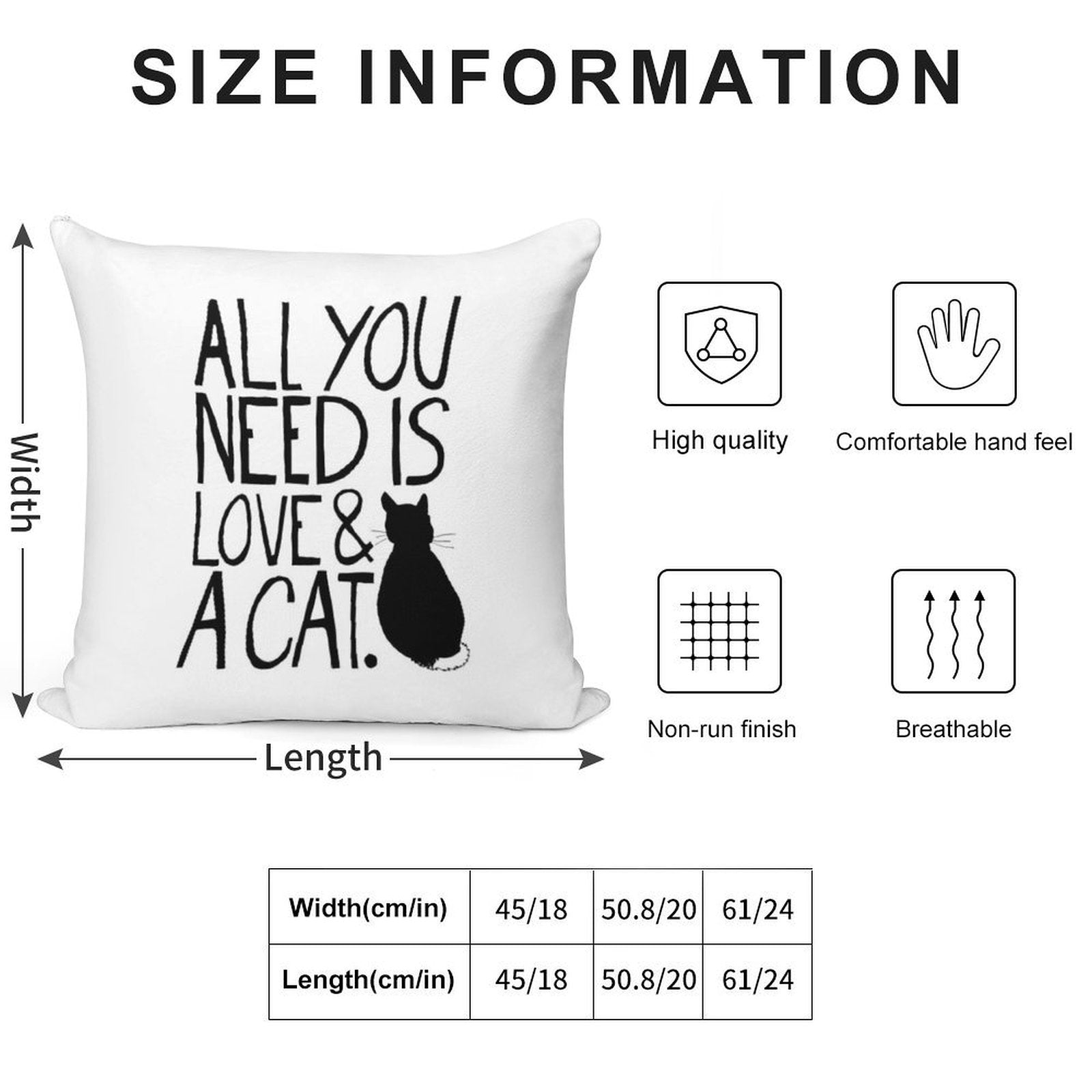 All You Need Is Love And A Cat Soft Shrink-Resistant Throw Pillow