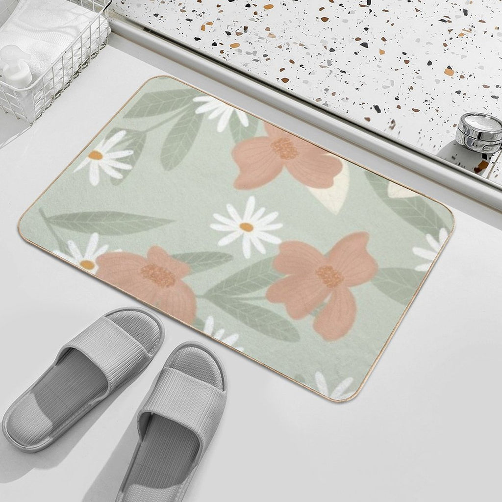 Floral Pattern  Toxin-Free Bath Mat
