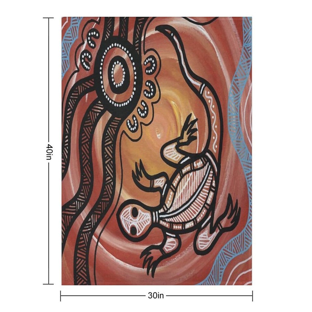 Authentic Aboriginal Art - Lizard Velvety-soft Throw Blanket