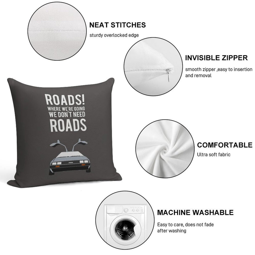 Back to The Future - Roads Soft Gift Ready Throw Pillow