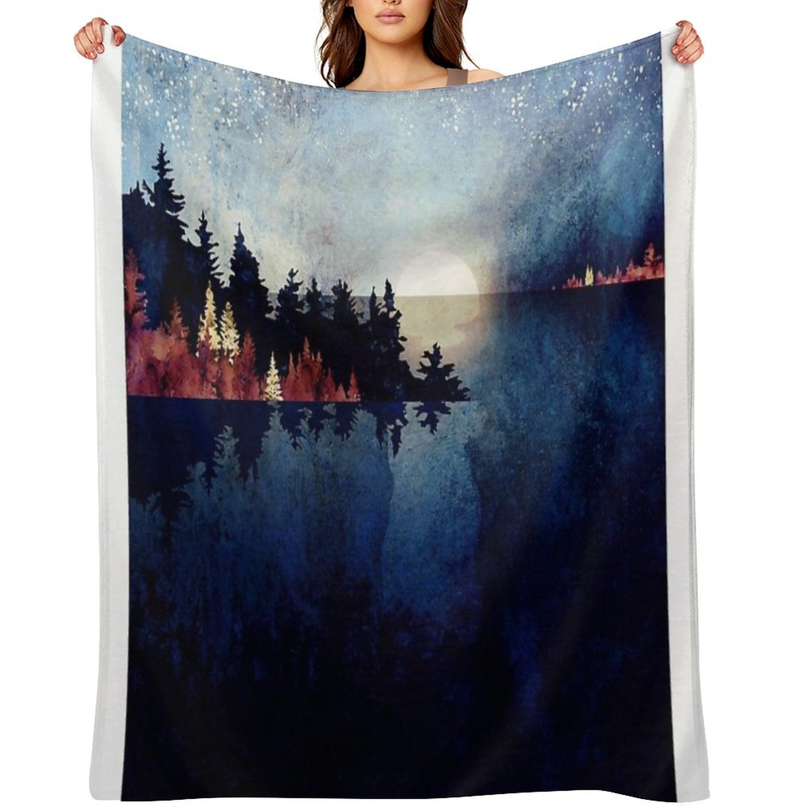 Autumn Moon Reflection Eco-conscious Throw Blanket