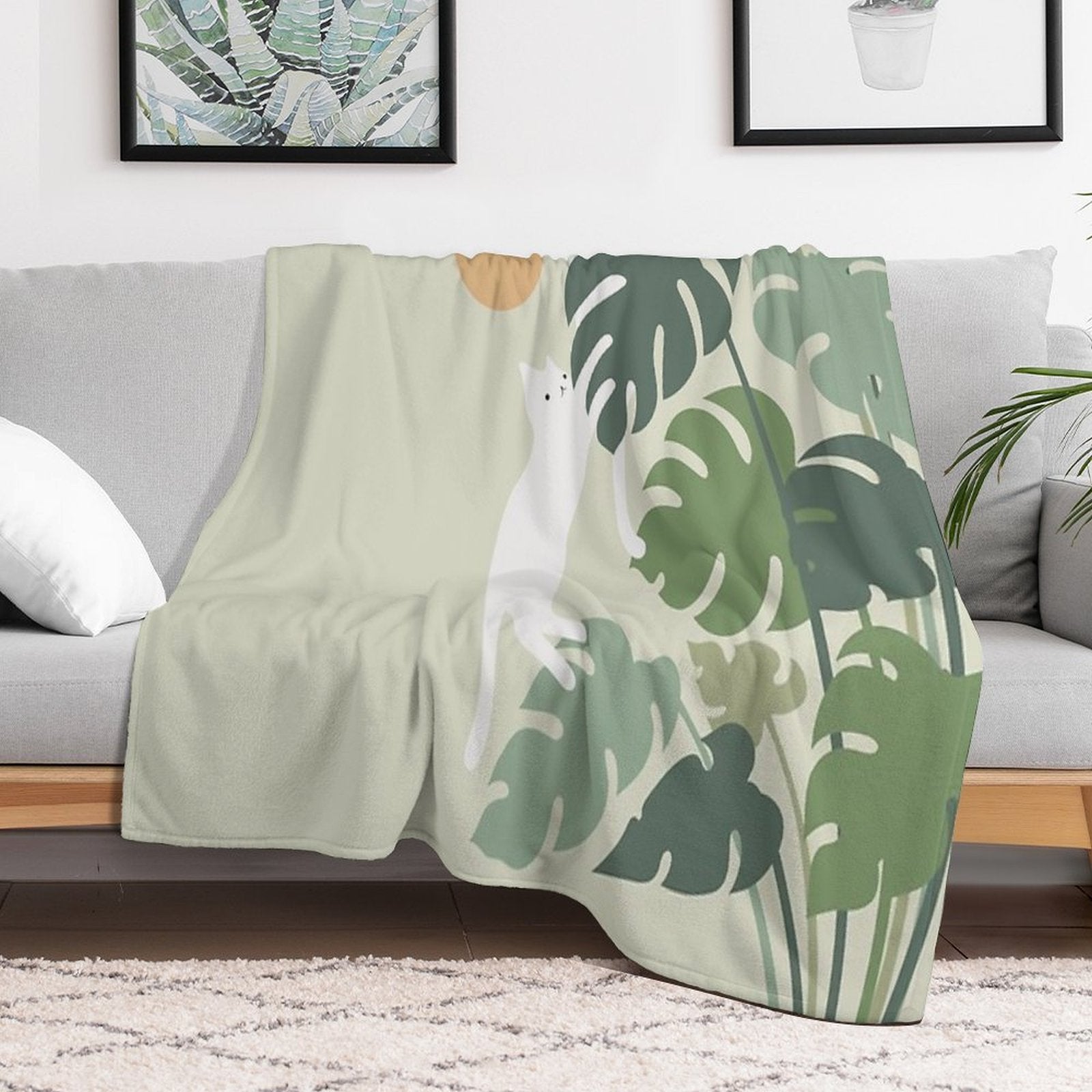 Cat And Plant 42 Comfort Throw Blanket